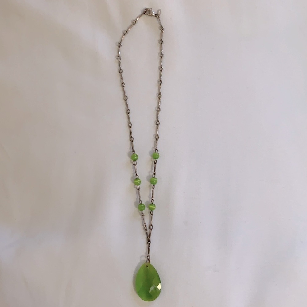 Woman’s Chunky Green Bead Necklace